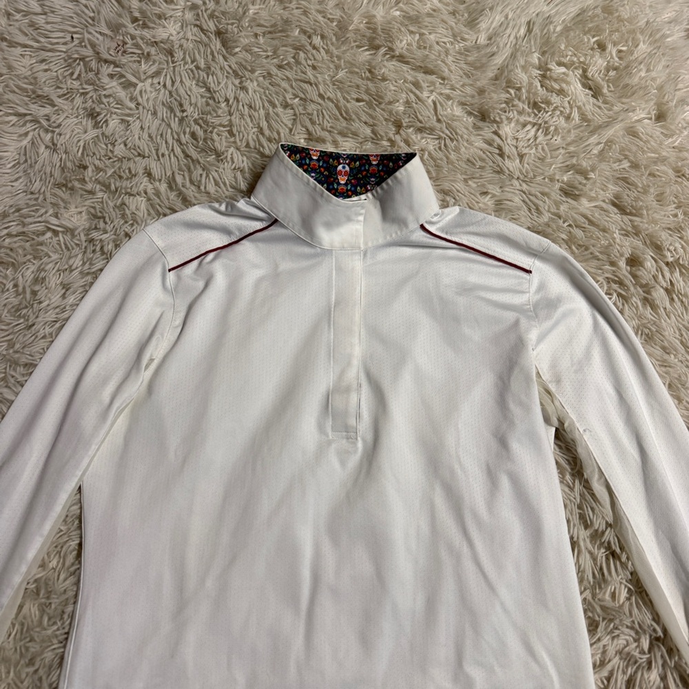 Women’s Medium White Essex Classics Long Sleeve Horseback Riding Show Shirt - Picture 2 of 4